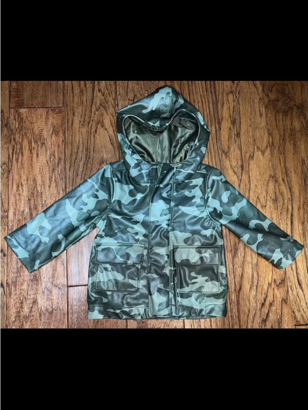 12-18 month Kids Camo Hooded Rain Jacket - Green Camouflage